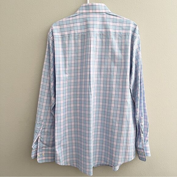 Peter Millar Men's Long Sleeve Button Down Shirt Size Large Pink Blue Cotton - Picture 2 of 4